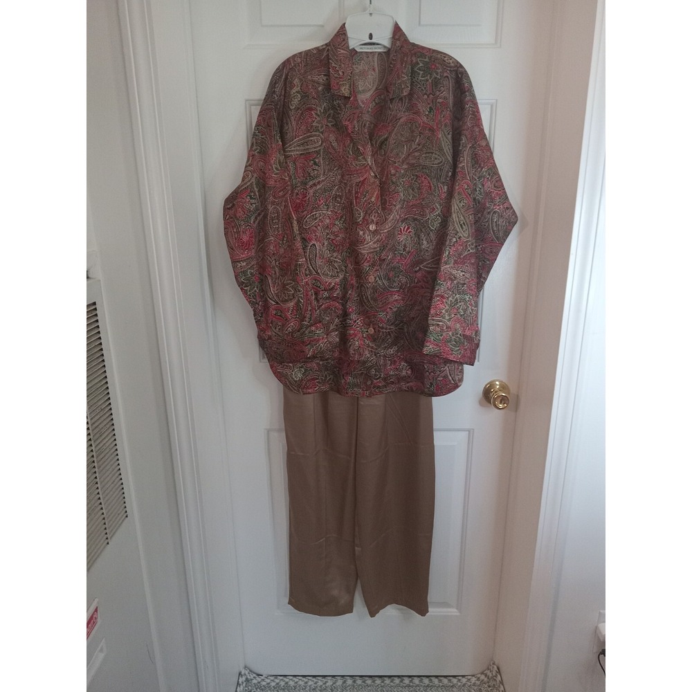 Vintage Victoria's Secret Button Down Paisley Print Pajama Set Sz Med‎